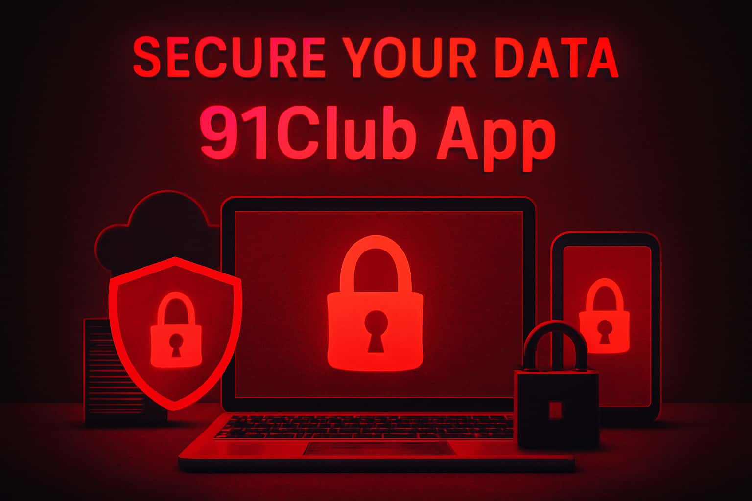Informational scene depicting secure data management for 91Club App users.